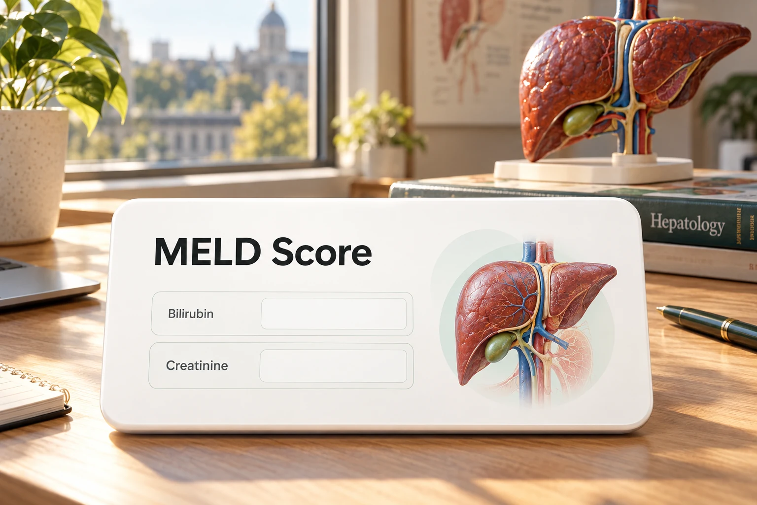 MELD Score calculator product visual in a hepatology & gi setting